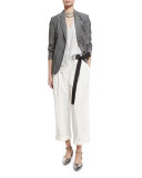 Lightweight Wide-Leg Cropped Pants, White