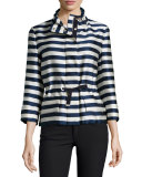 Corail Hooded Striped Satin Jacket