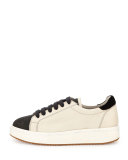 Monili/Leather Low-Top Sneaker, Dessert