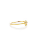 Bezel Diamond Skull Ring, Yellow Gold Plate