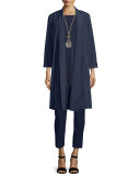 Organic-Cotton/Nylon A-line Knee-Length Jacket, Plus Size