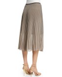 Accordion-Pleated Chiffon Midi Skirt 