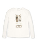 Long-Sleeve Shoe Lover Jersey Tee, Natural, Size 8-14