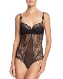 Precieux Tissage Lace Bodysuit, Noir