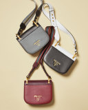 Pionnière Web-Strap Shoulder Bag, Gray/Black (Marmo/Nero)