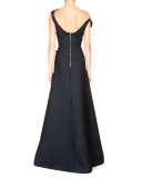 Rocher 3-D Floral-Embellished Gown, Navy