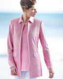 Long Textured Open-Front Jacket 