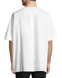 Woven-Back Crewneck T-Shirt, White