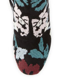 Bojana Embroidered Suede Bootie, Black
