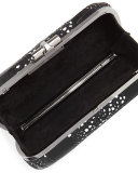 Oval Ostrich Lace Minaudiere, Black/White
