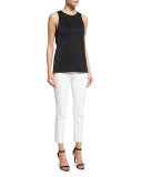 Clementine Sleeveless Crepe Top, Black