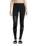Moto High-Waist Sport Leggings, Black