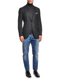 Windowpane Cashmere-Blend Sport Coat, Green