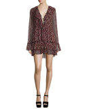 Jasmine Floral-Print Mini Dress, Red/Multi
