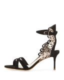 Micah Metallic Angel-Wing Sandal, Black/Rose-Golden