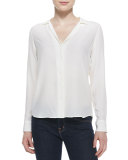 Adalyn Silk Long-Sleeve Blouse