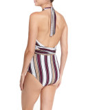 Palazzo Cross-Halter One-Piece Swimsuit