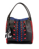 Whipstitch Leather Medium Tote Bag, Black