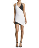 Tali Sleeveless Two-Tone Dress, Ivory/Black