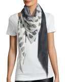 Kelly Skull Faded Ombré Scarf, Noir