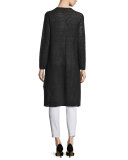 Long Organic Linen Cardigan, Black  