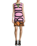 Sleeveless Colorblock Logo Dress, Pink Pattern