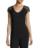 Ritz Cap-Sleeve Top, Black