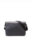 Saffiano Leather Messenger Bag, Black