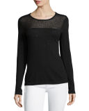 Sequined Sheer-Yoke Sweater