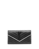 Monogram Leather Large Flap Continental Wallet, Black/White