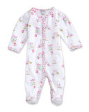 Parisian Summer Printed Footie Pajamas, Pink, Size Newborn-12 Months