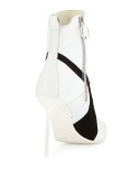 Suede 105mm Sneaker Bootie, White/Black