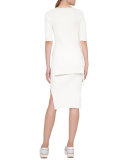 Side-Slit Pencil Midi Skirt, Cream