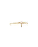 Pave Diamond Cross Ring, Yellow Gold