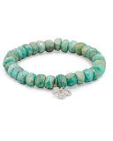 Beaded Green Amazonite Bracelet with Diamond Om Charm