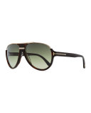Dimitri Rimless Aviator Sunglasses, Dark Brown