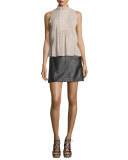 Raffe Lace-Inset Sleeveless Silk Top