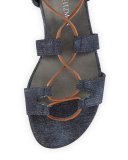 Romanflat Denim Flat Gladiator Sandal, Navy