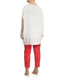Large Flower Long Blouse, Plus Size