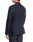 Micro-Madras Two-Button Sport Coat, Cobalt