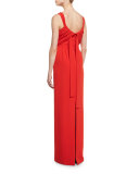 Ruched-Waist Sleeveless Gown, Red