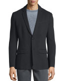 Textured Knit Two-Button Jacket, Black