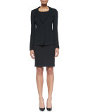 Milano Pique Knit Fitted Blazer, Caviar