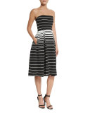 Corsica Multi-Stripe Ball Dress, Black/White