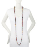 Long Bohemian Mixed-Gem Necklace, Garnet, 54"L