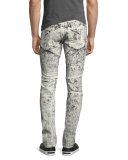 Demon Exobiology Heavy Painted Moto Slim-Straight Jeans, White