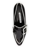 Teno Patent Buckle Loafer, Black/White