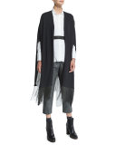 Cashmere Poncho W/Monili Fringe, Onyx