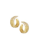 18K Yellow Gold & Pavé Diamond Crescent Palm Earrings