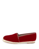 Velvet Slip-On Espadrille, Burgundy